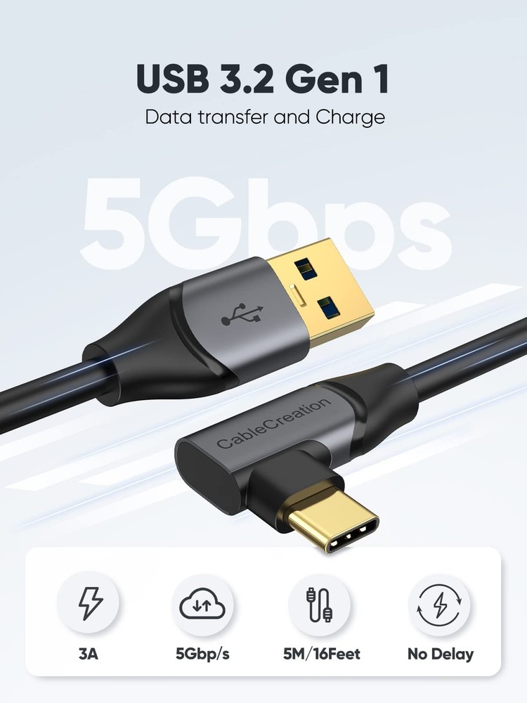 CableCreation 16FT USB to C 3.1 Link Cable Compatible with 16 FT, Black