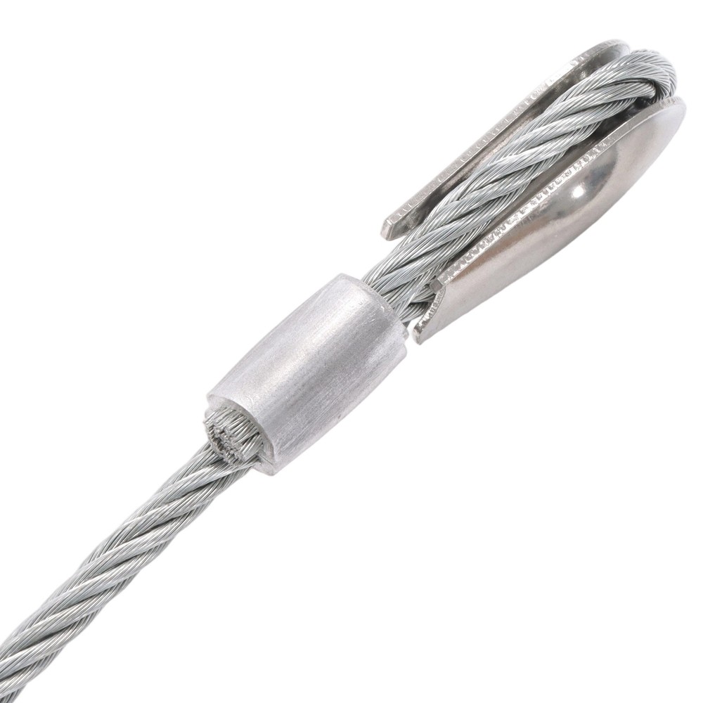 1/4" x 50 ft Galvanized Wire Rope Winch Cable 7x19 Strands with Thimble Eye