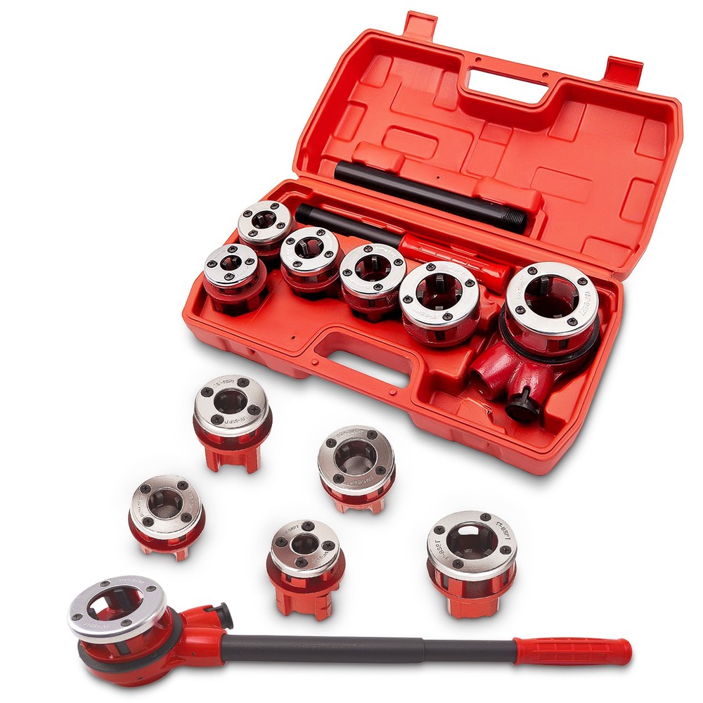 Ratcheting Pipe Thread Threader Die Handle Tool Kit Assembly 1/2'' 3/4'' Manual