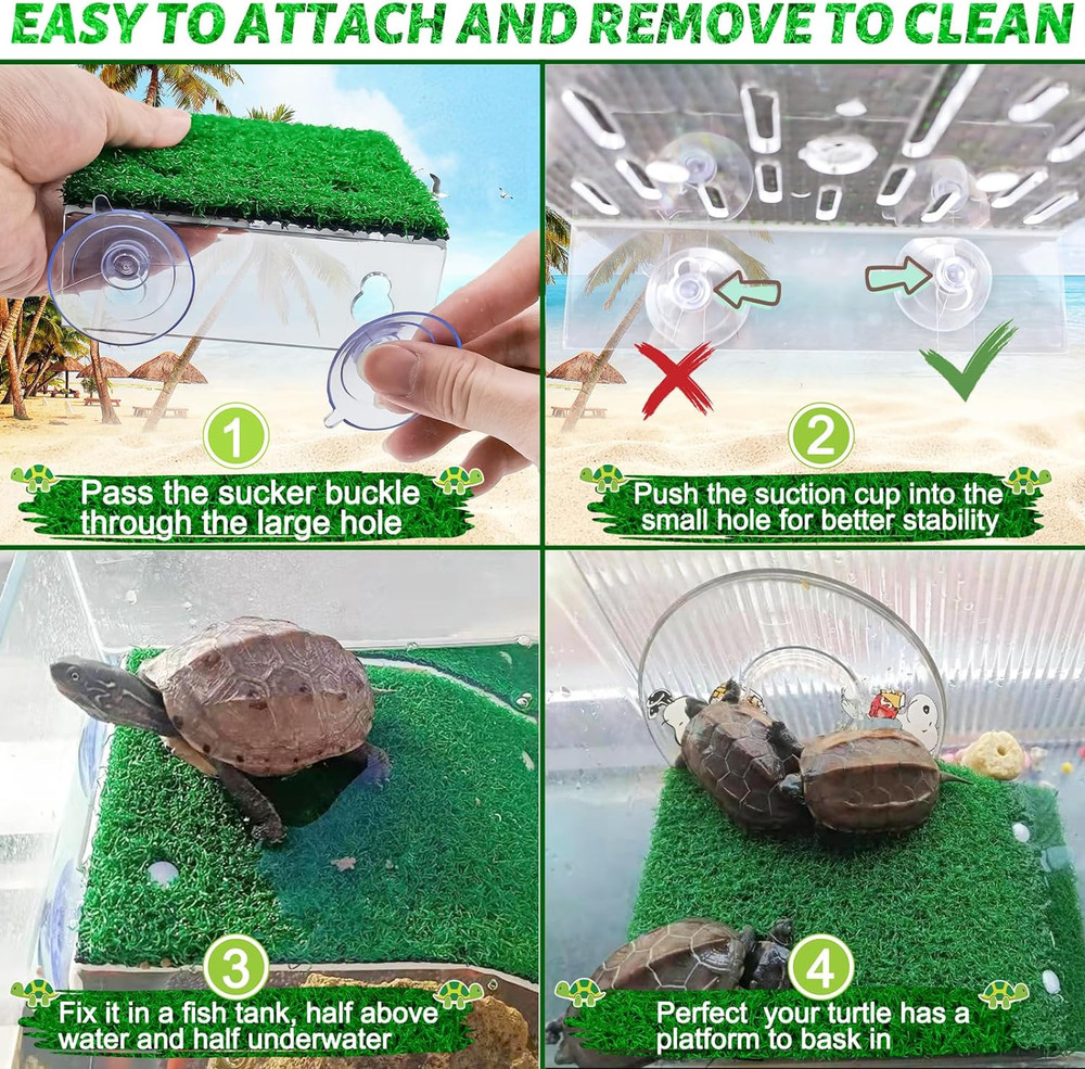 Small Turtle Basking Platform Simulation Grass Turtle Ramp, Turtle Resting Ba...