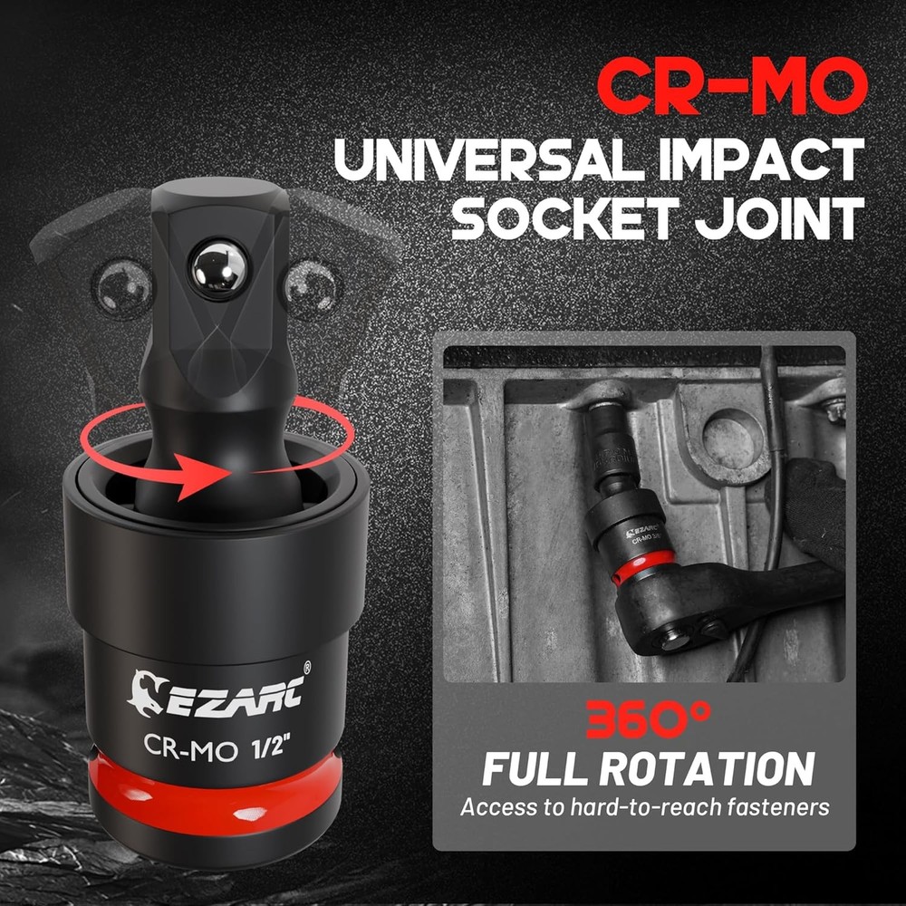 EZARC 21PCS Impact Socket Adapter Set, Include CR-MO Universal Swivel Socket Set