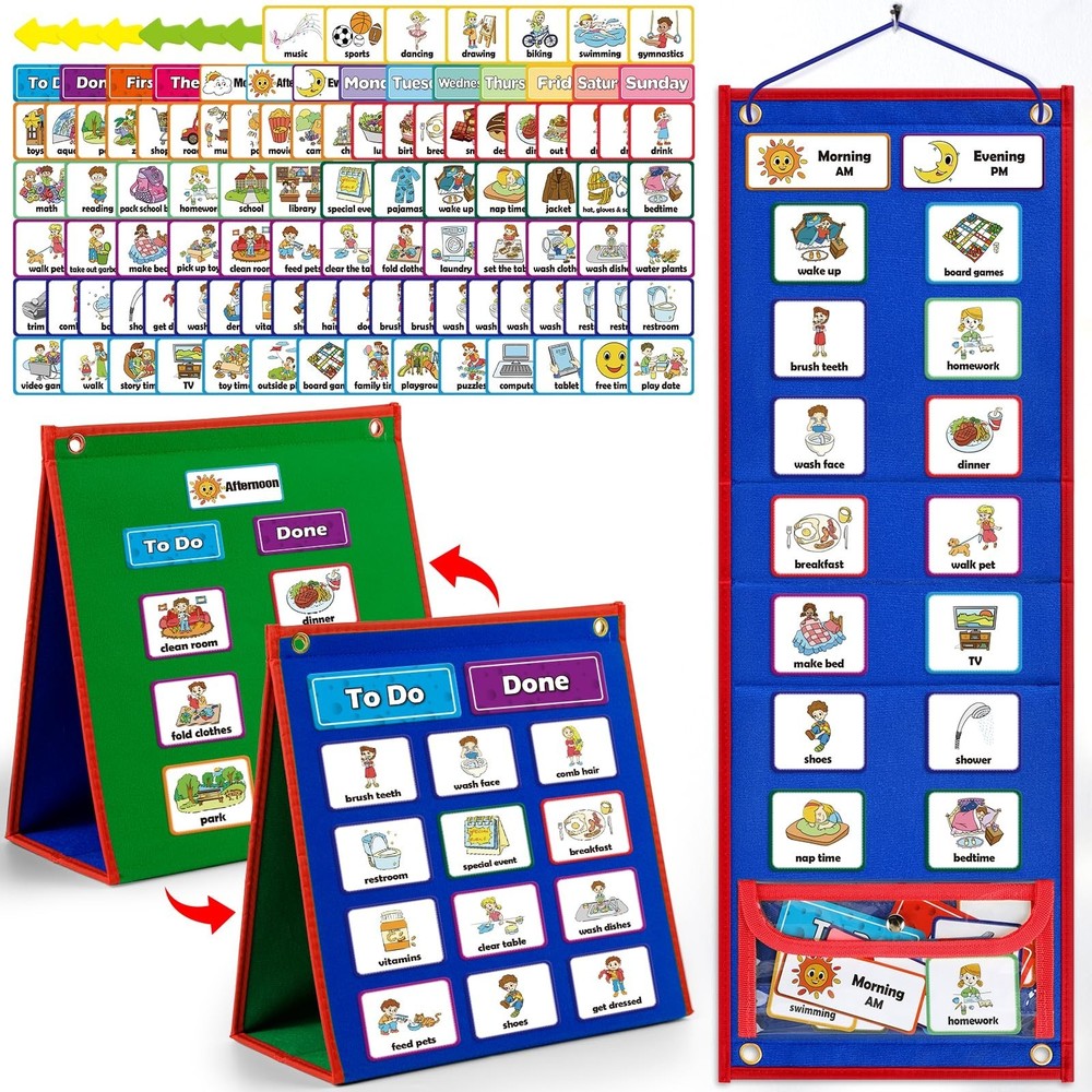 Torlam Visual Schedule for Kids Chore Chart, Morning Bedtime Routine Chart fo...