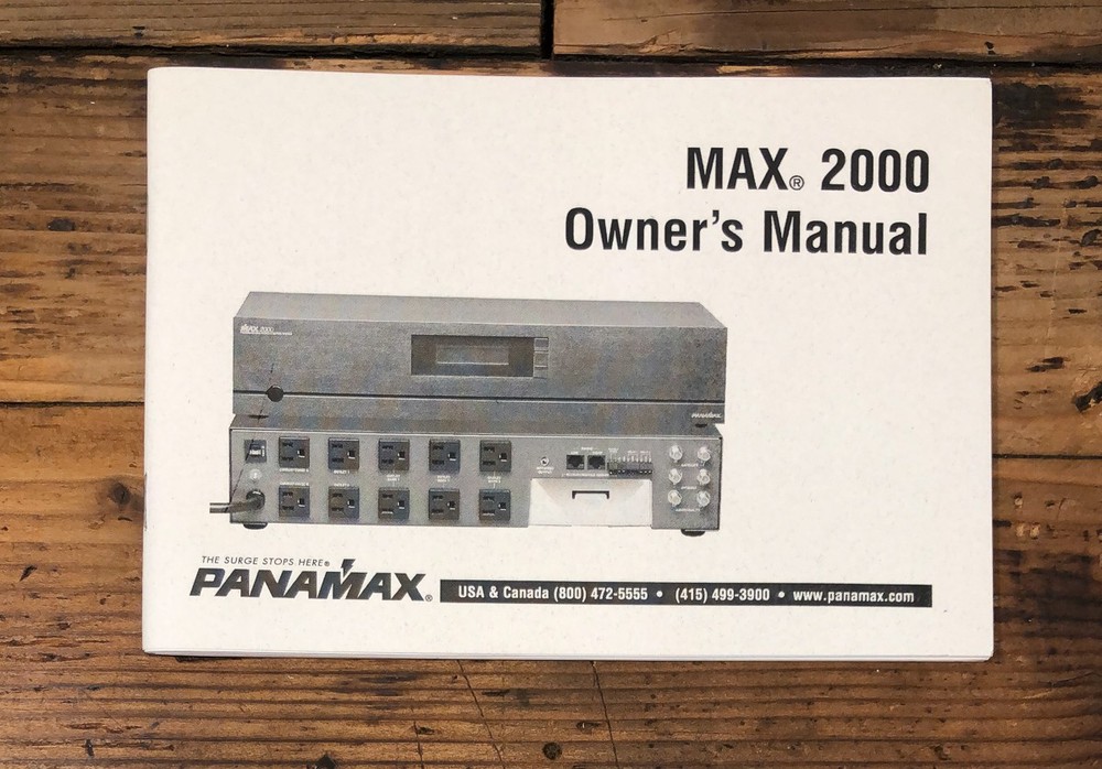 Panamax MAX 2000 Power Station Owners / User Manual *Original*