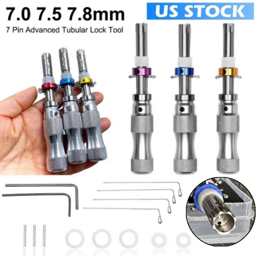 3Pcs 7 Pin Advanced Tubular Lock Tool Set For Padlock Hook Tool Seal Pick Puller
