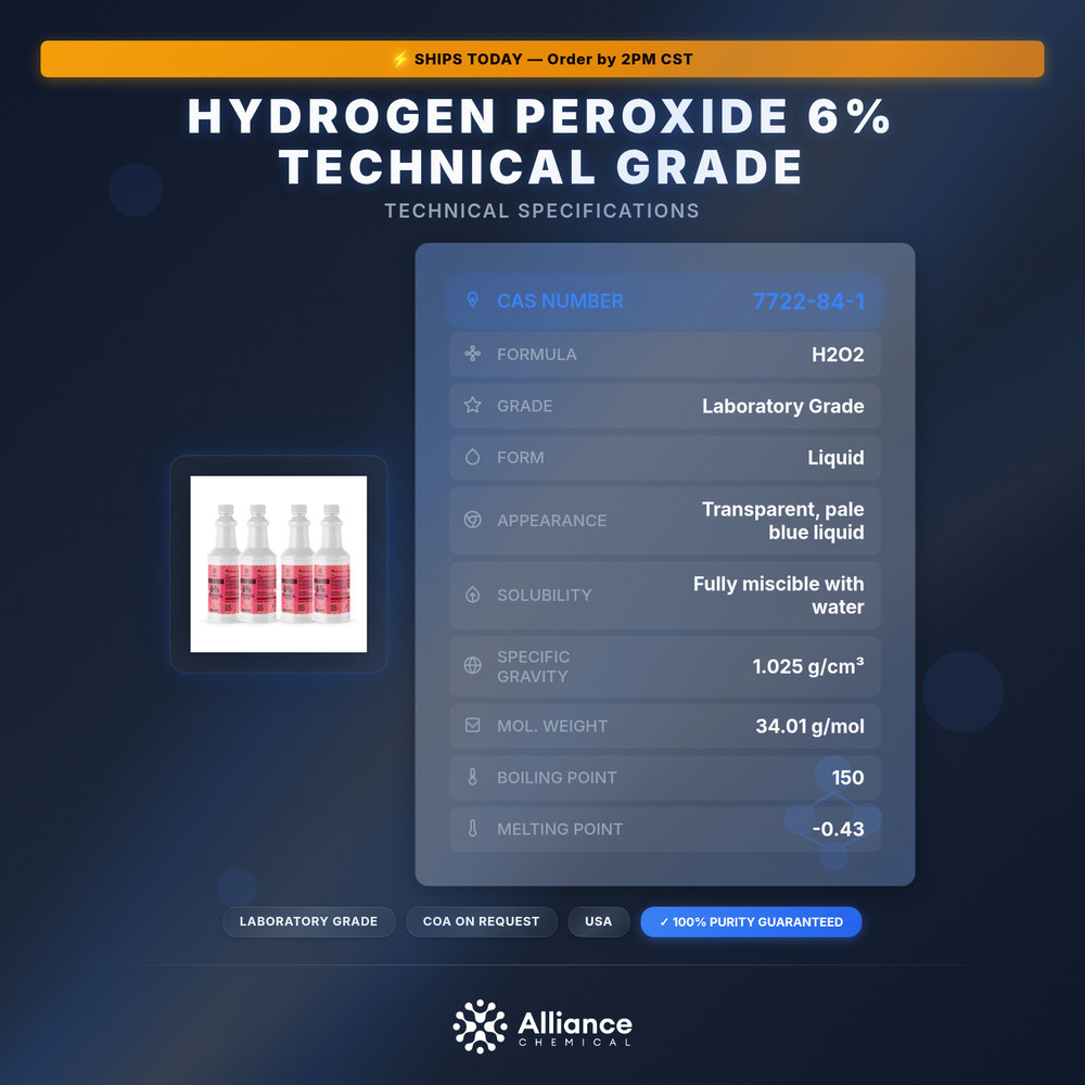 Hydrogen Peroxide 6% Technical Grade - 4 Quarts