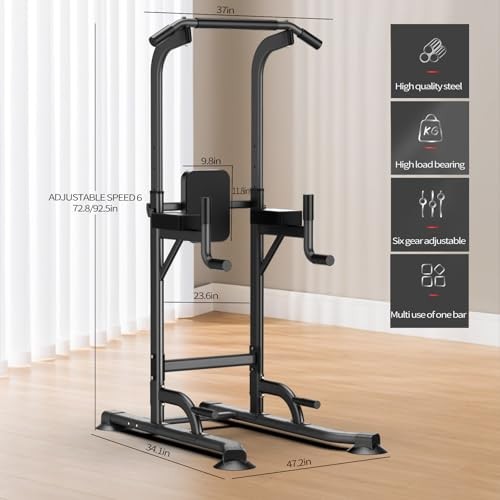 Adjustable Power Tower for Home Gym - Multifunctional Pull-Up & Dip Station