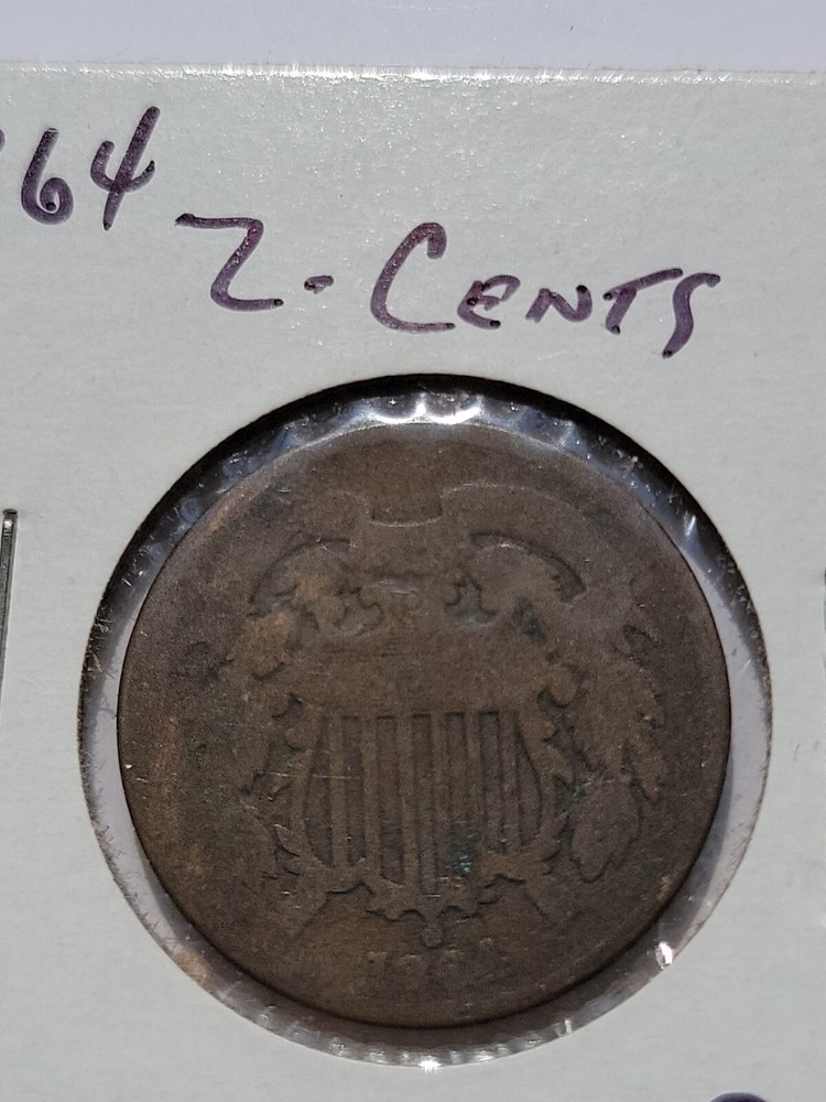 1864 Two Cent Piece Nice Original 1494
