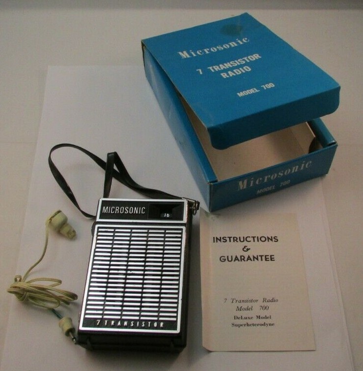 Vintage Microsonic 7 Transistor Radio Model 700 Box Instructions Earplug Tested