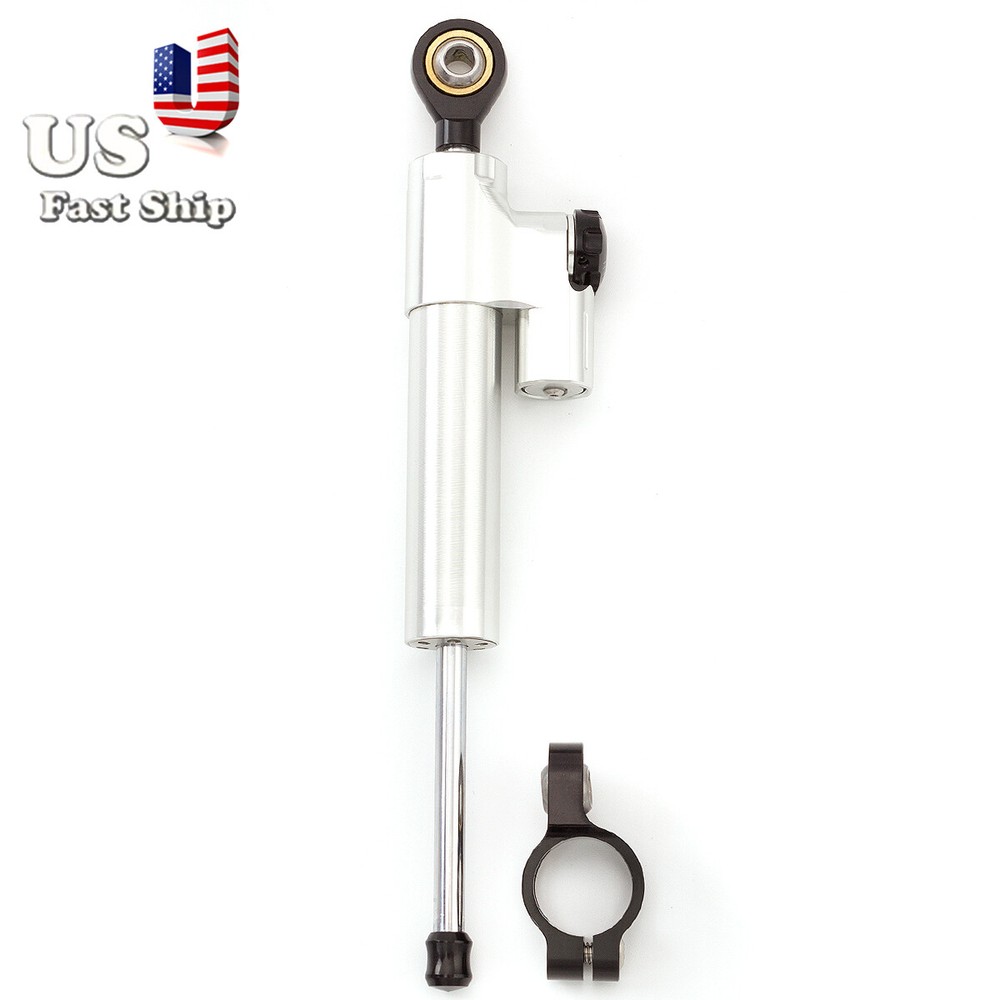 CNC Silver Motorcycle Universal Steering Damper Stabilizer Linear Control Safety