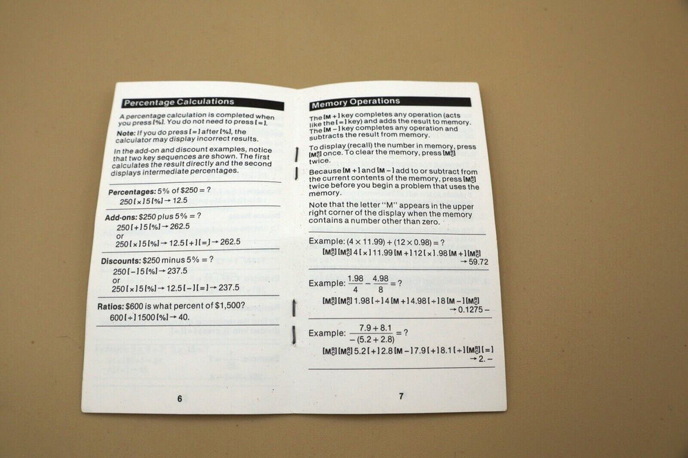 Texas Instruments TI-1795 Mini Calculator Manual/ quick Reference Guide- Dut's