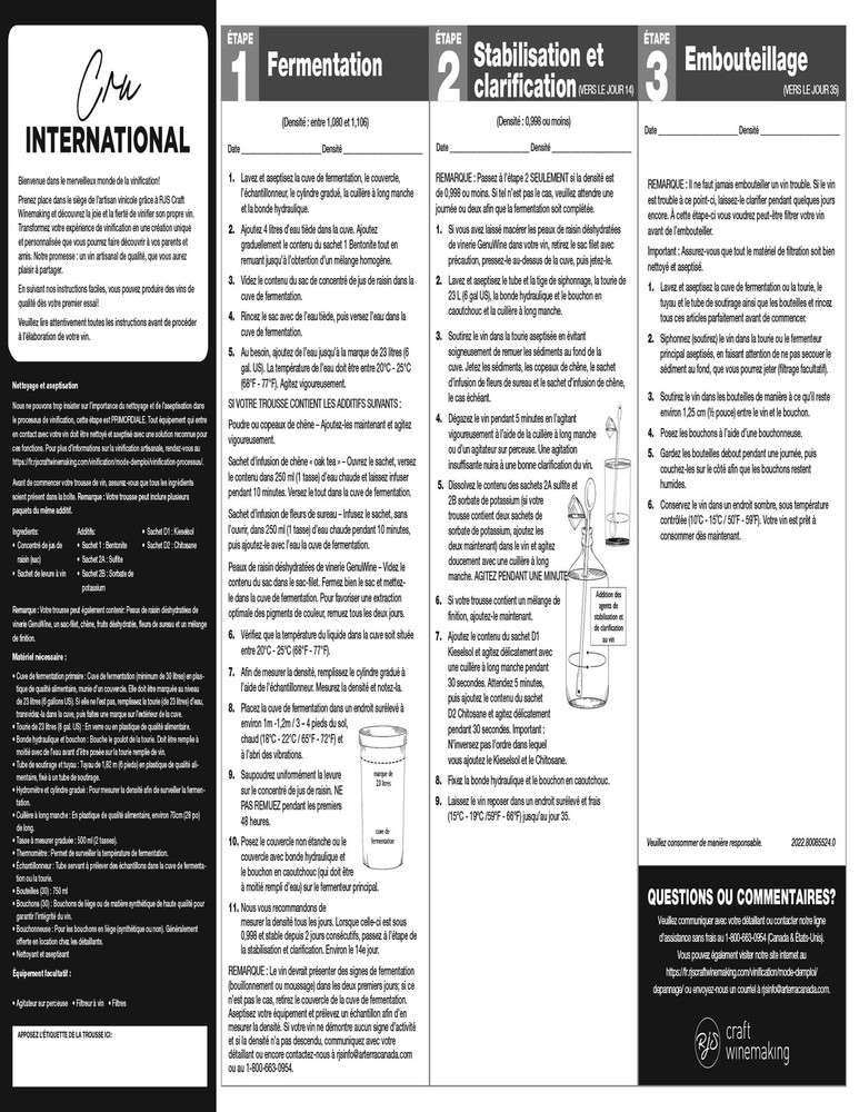 Wine Ingredient Kit - Cru International - Germany Riesling Style