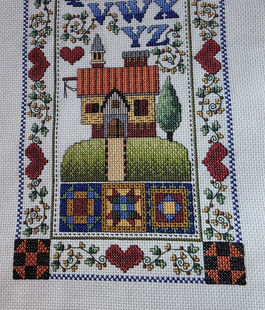 Alphabet Sampler Finished Cross Stitch Piece Unframed