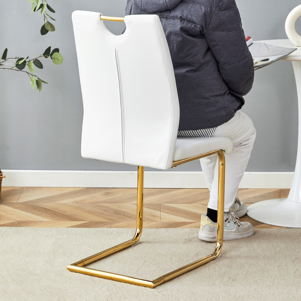 White PU Dining Chair Set.Uniquely designed white dining chairs. PU material,