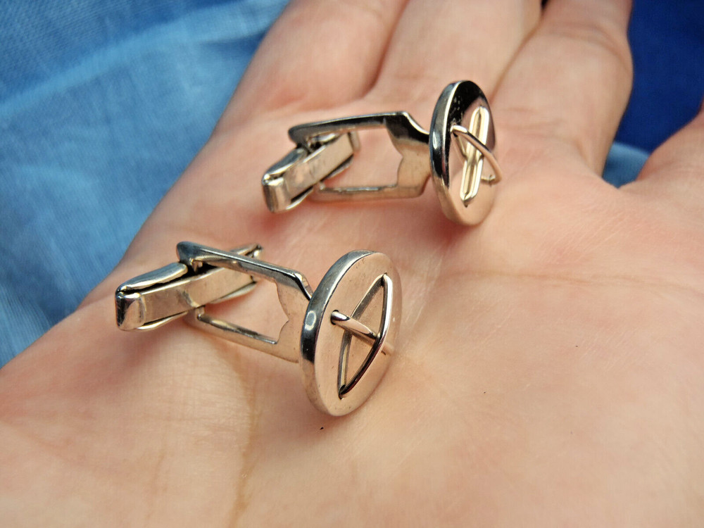 Vintage Sterling Silver HandMade Button Cufflinks 1960s