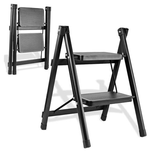 Ladder, Folding Step Stool for Kitchen/Closet/Garage, Sturdy & 2-Step