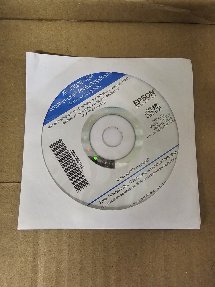CD For EPSON XP430 XP434 Small-In-One Printer Software Drivers Scan Photo Scan
