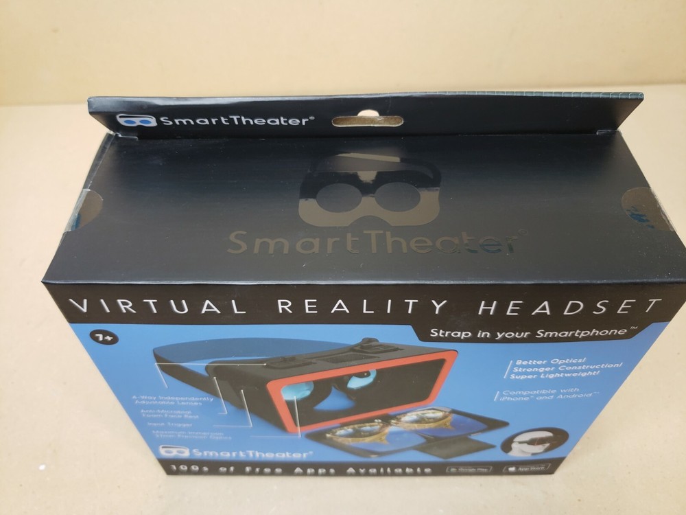 Smart Theater Virtual Reality Headset Black Strap iPhone Android Smartphone New