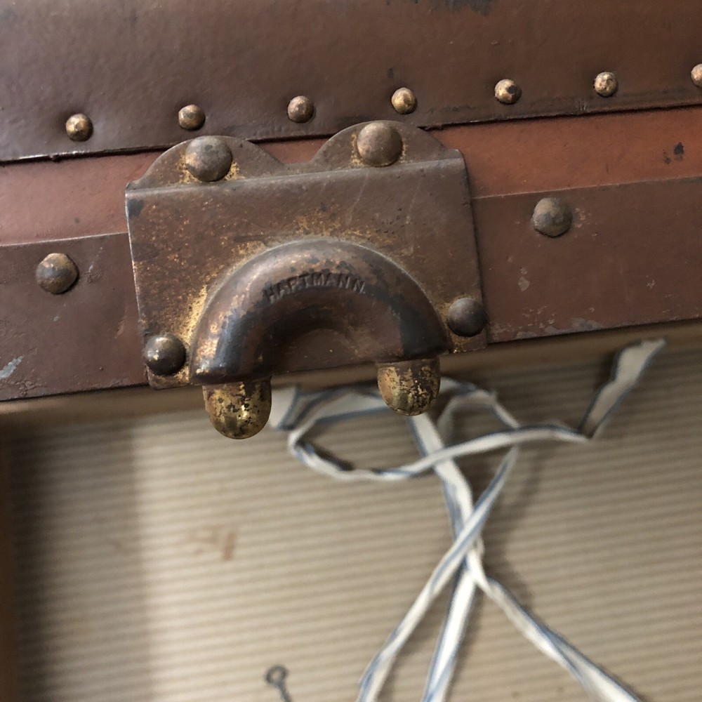 Early 1900s Hartmann Brown Gibraltarized Steamer Wardrobe Trunk