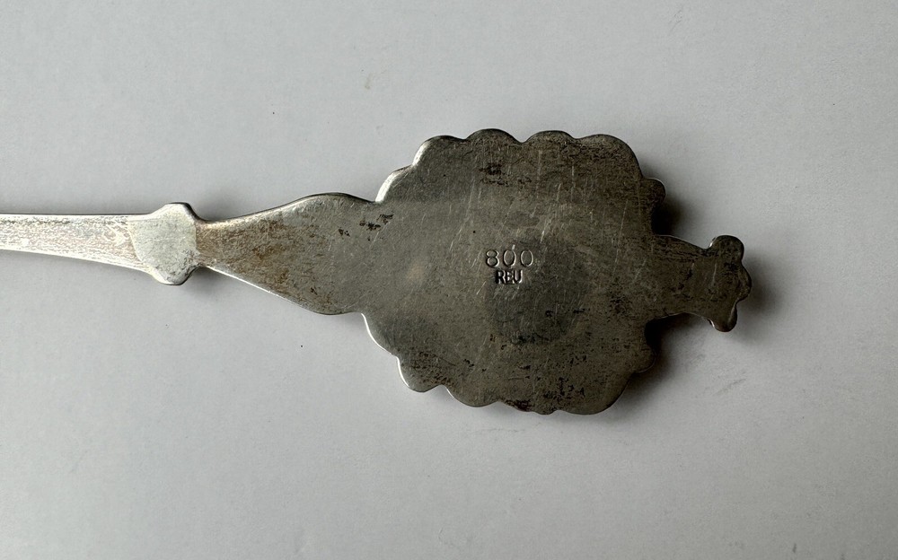 Stuttgart 800 Silver Sugar Souvenir Spoon with Enamel Shield