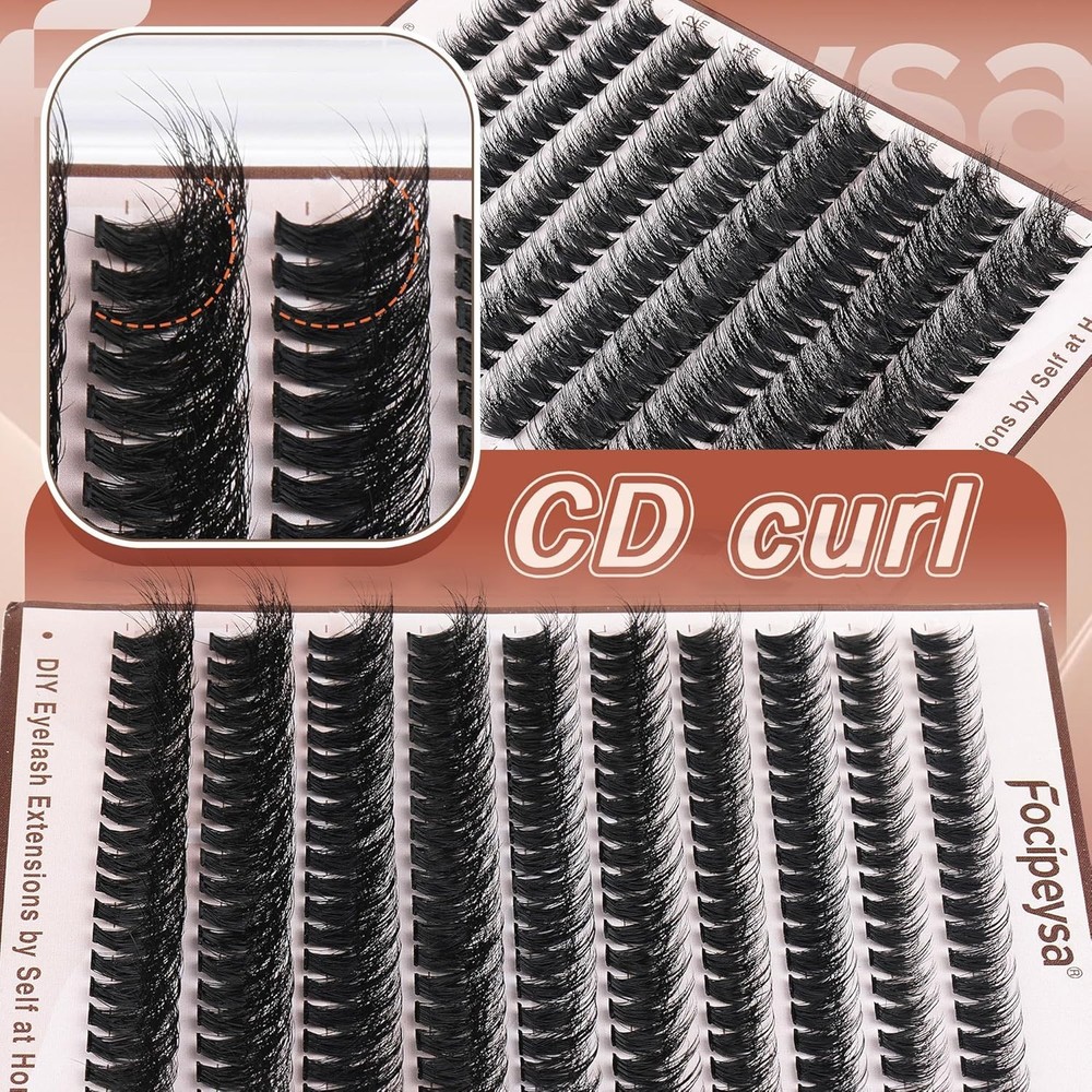 Ultra-Soft D Curl Lash Extensions: 200PCS Customizable Volume Cluster Kit