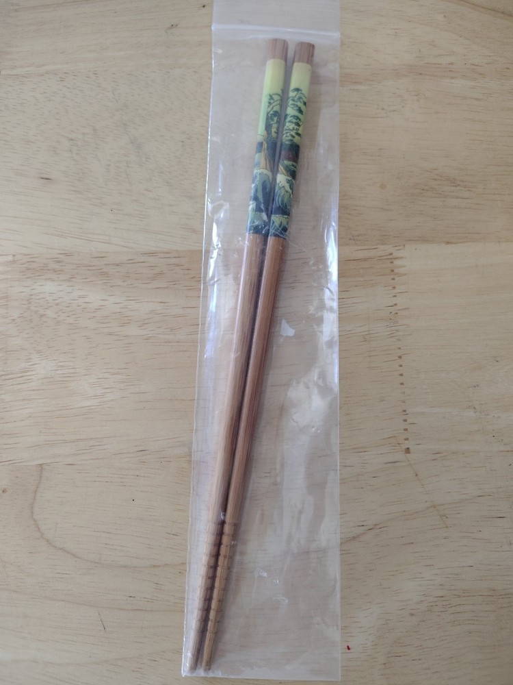 New Chopsticks With Tree And Wave Water Pattern Approx 9 Inches Long
