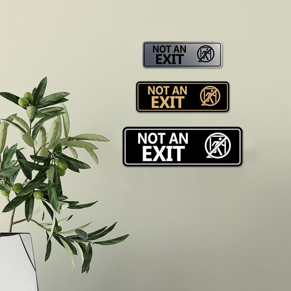 Standard NOT an EXIT (Stick Man) Sign (Black) - Small 2 x 6" - Small (1 Pack)