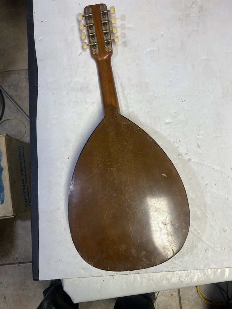 Vintage Mandolin Unbranded Unknown Missing String As Is No Crack Solid