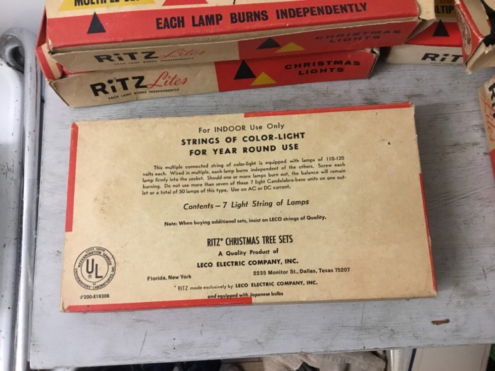 Vintage Ritz Christmas Tree Lights, 7 Lights All Working 7 Sets Extra Bulbs