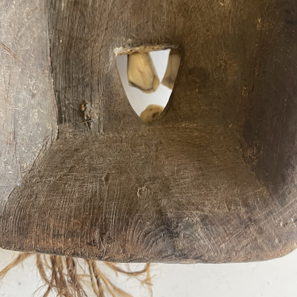 Luba-Warega (Lega) Mask - DRC Congo - Animal Teeth & Raffia - 13"