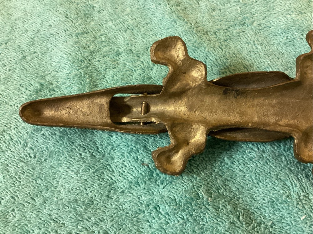 Vintage Solid Brass 9 3/4” Alligator/ Crockodile ? Nut Cracker.