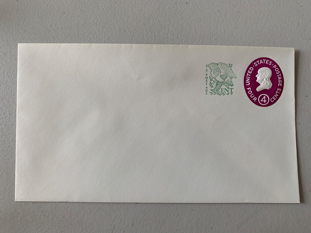 US Stamps SC# U545 Ben Franklin 4c +1c surcharge envelope MNH 1962