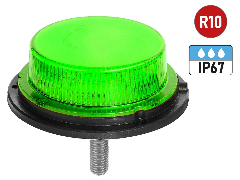 Vision Red Low Profile 12V Single Bolt LED Beacon Safety Warning Light - Green