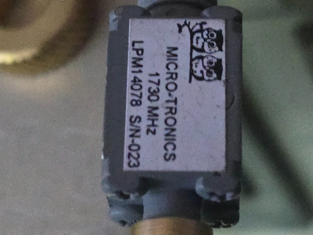 Micro-Tronics LPM14078 lowpass filter 1730 MHz tested Data