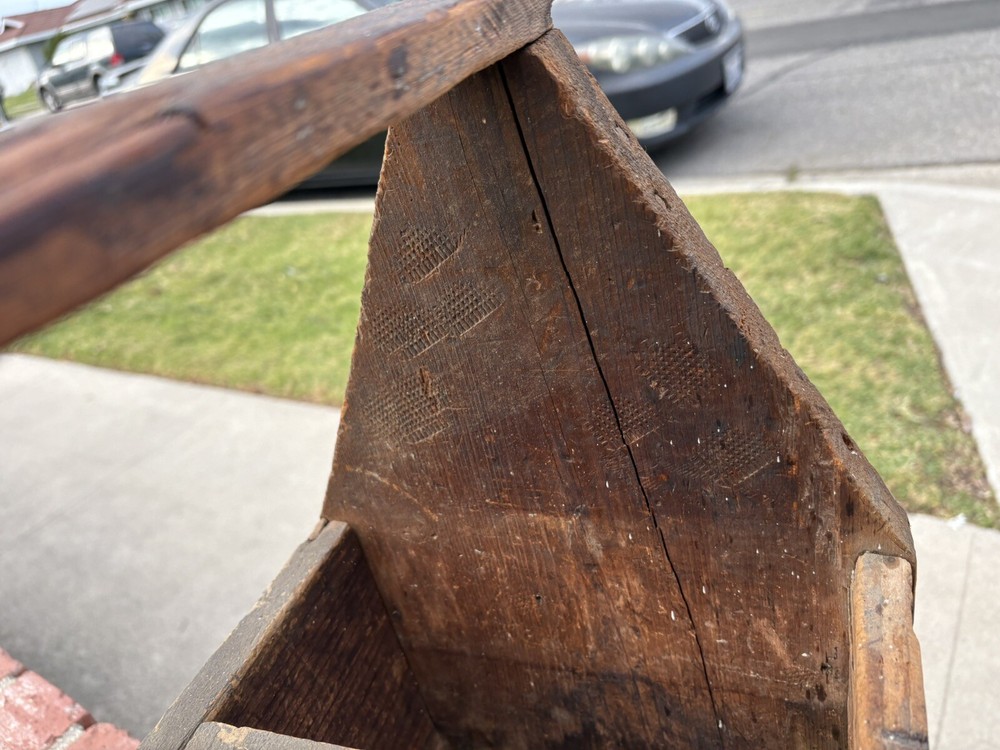 Vintage Handmade Wood Tool Caddy Tool Box Rustic Tray Extra Long.