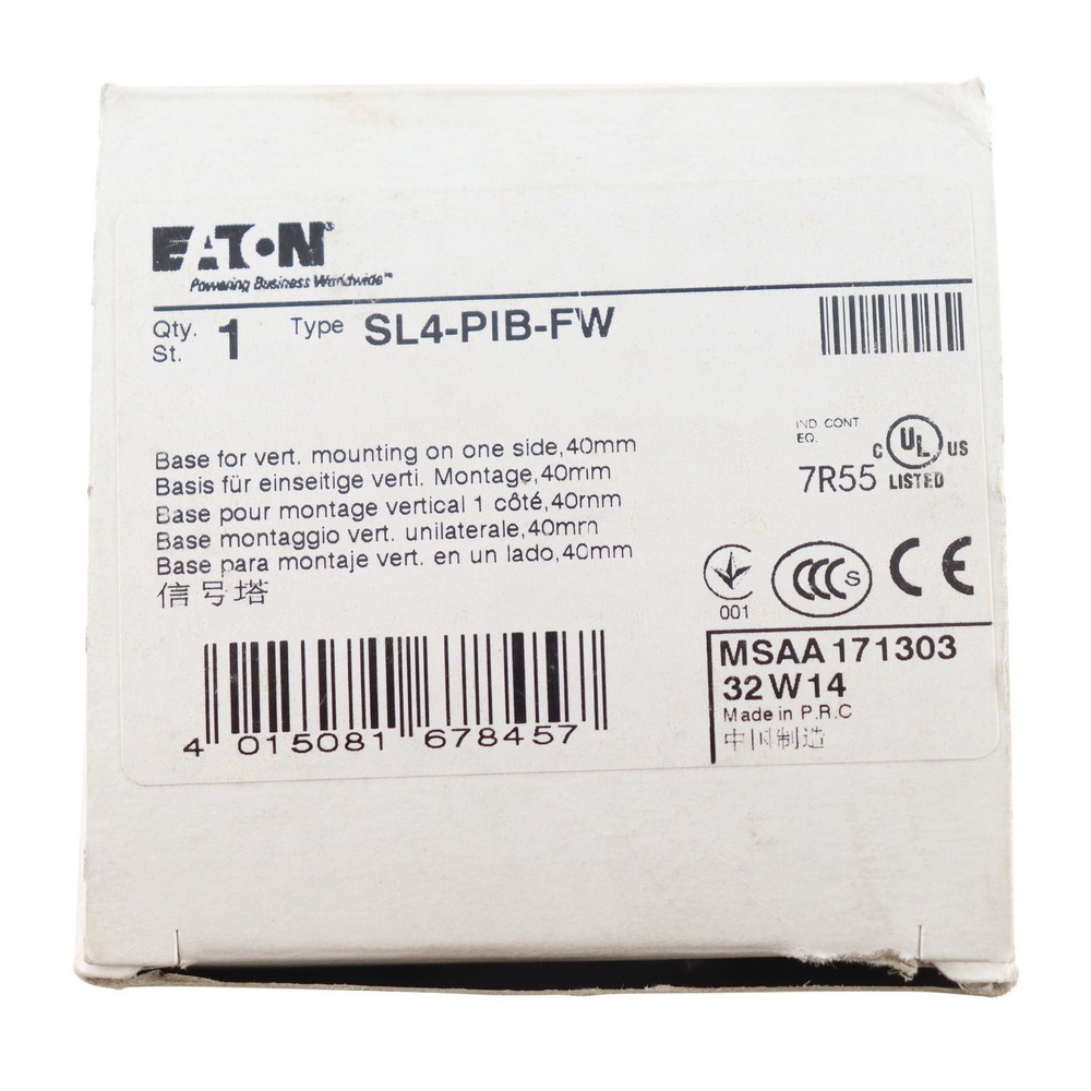 EATON SL4-PIB-FW STACKLIGHT BASE MODULE, VERTICAL MOUNT, 40MM
