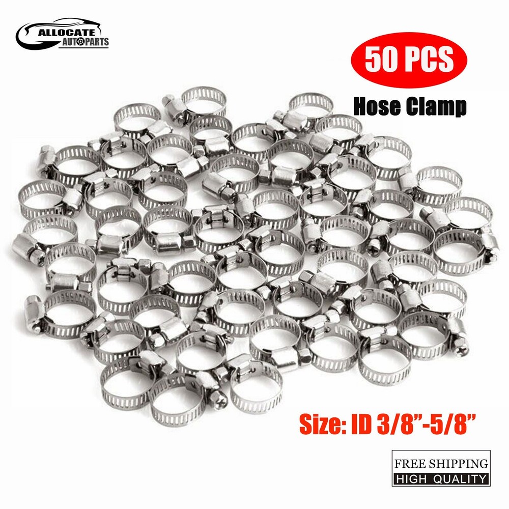 50x 3/8"-5/8" Adjustable Stainless Steel Drive Hose Clamps Fuel Line Worm Clip