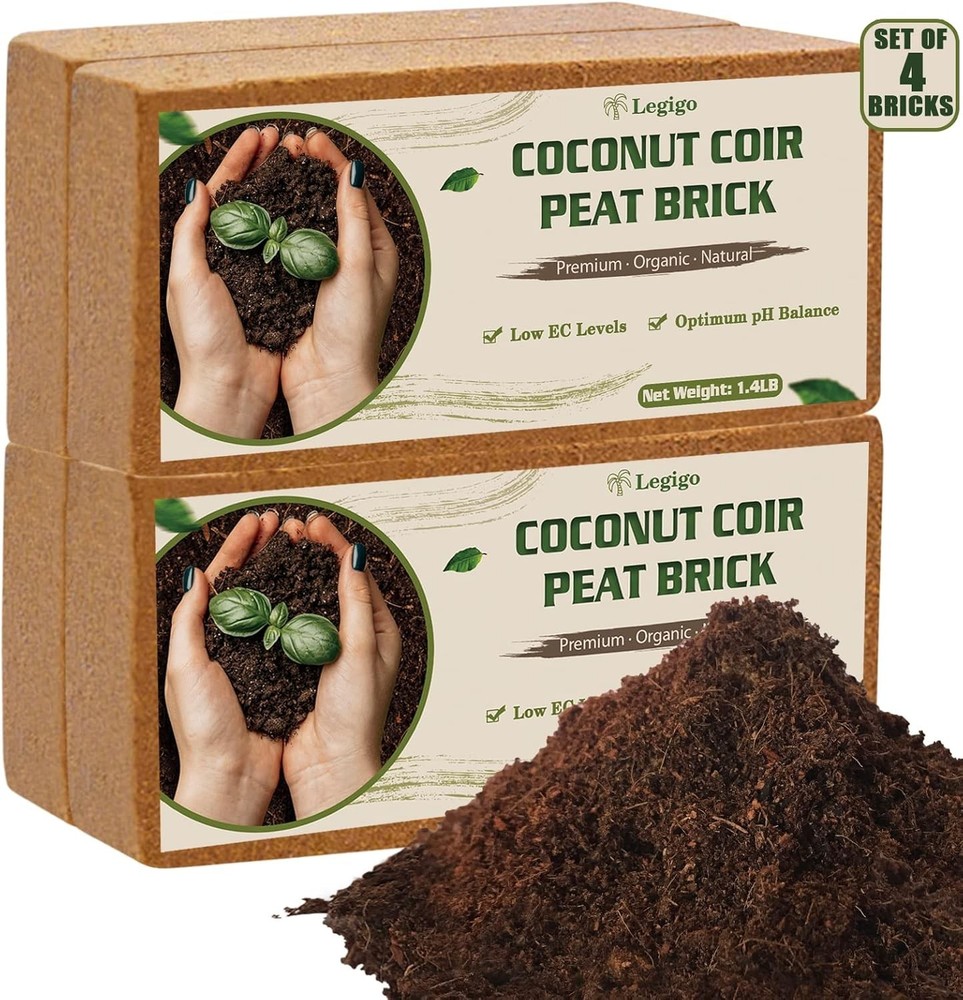 100% Natural Compressed Coconut Coir Bricks - Promotes Optimal Root Growth