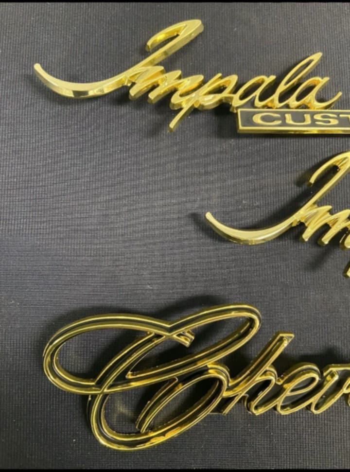 1969-1976 Chevy Impala Custom Gold Emblem Set New