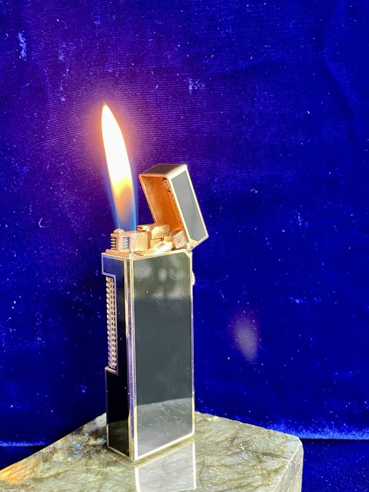 Dunhill Lighter Vintage Black Lacquer Rollagas Mint Condition Work 1 Year Warran