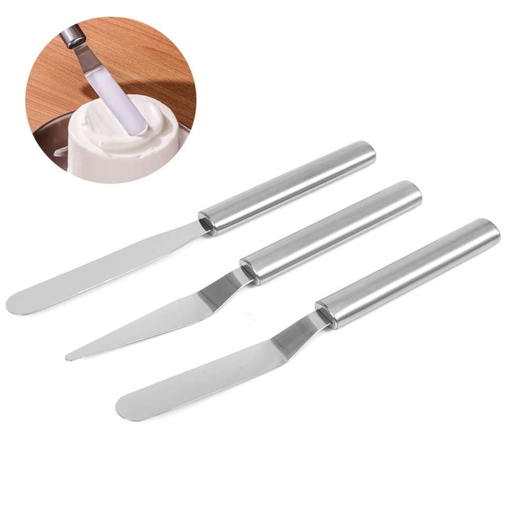 3 pack Cake Decorating Icing Spatulas Stainless Steel, Icing & Decorating Spa...