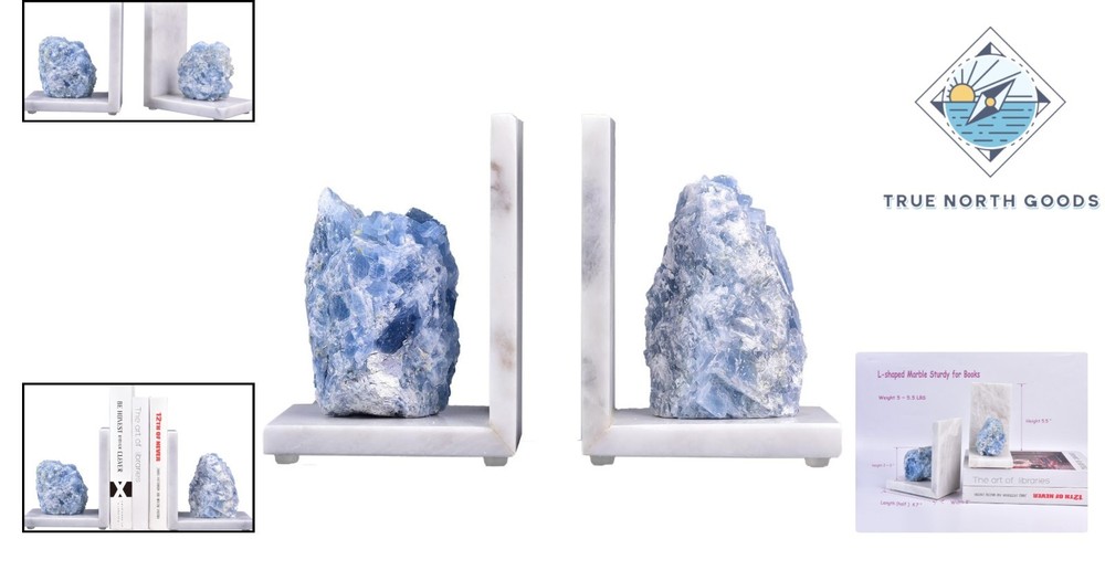 Durable Decorative Bookends Crafted from White Marble with Rubber Protection