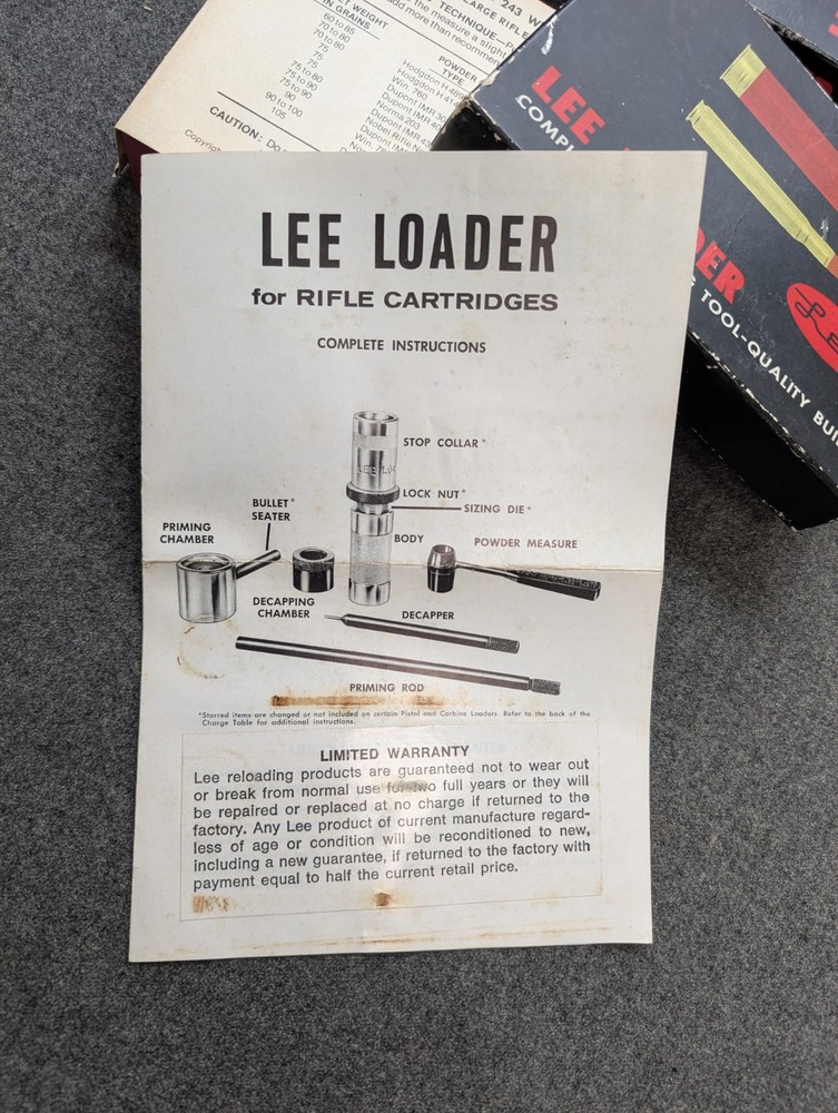 Lee Loader .243 Winchester Complete Hand Reloading Tool 1977 Vintage Mint