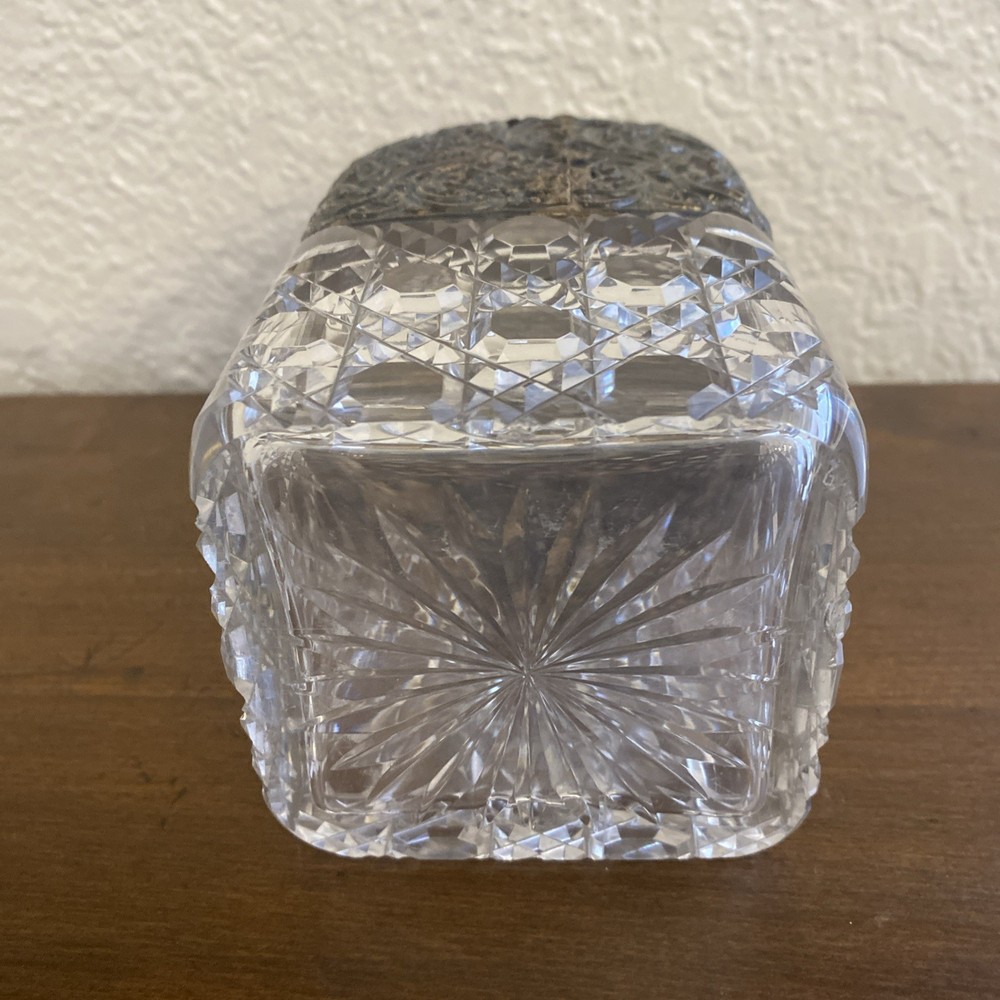 Antique Decanter Crystal & Sterling Silver