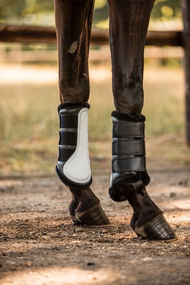 Horze Luminox Reflective Brushing Tendon Boots Fleece Lined Black Horse Size