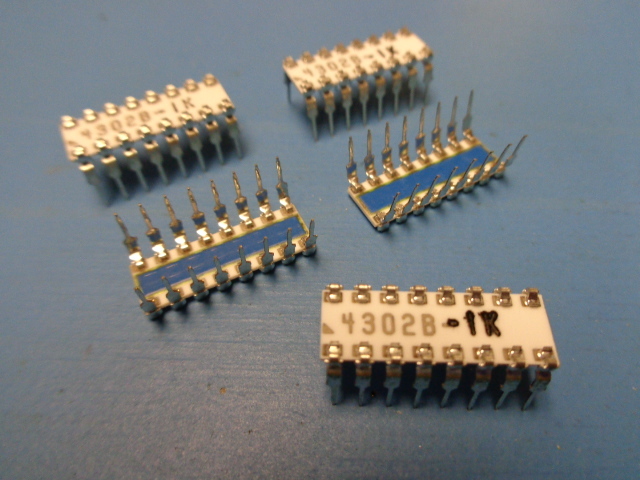 (5) 4302B-1K KC WORKS 16 PIN WHITE CERAMIC DIP 1K Ohm RESISTOR NETWORK ARRAY
