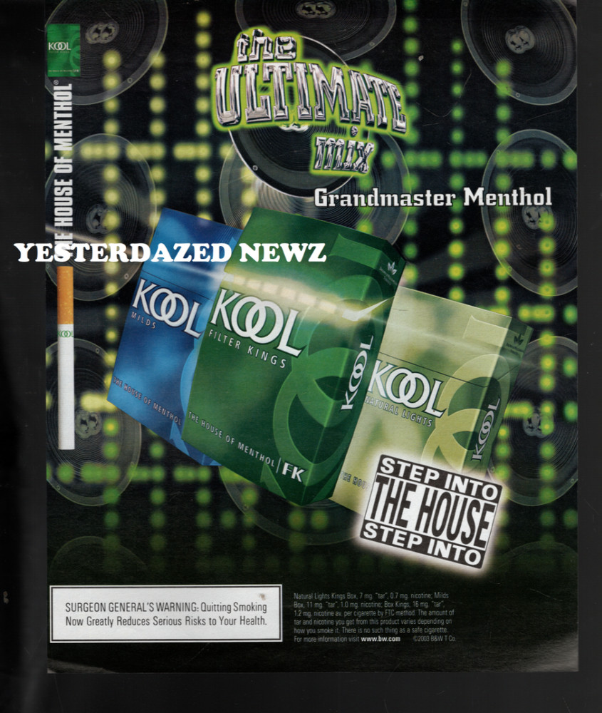 2003 Print ad for  Kool cigarettes -  "Grandmaster Mentol"