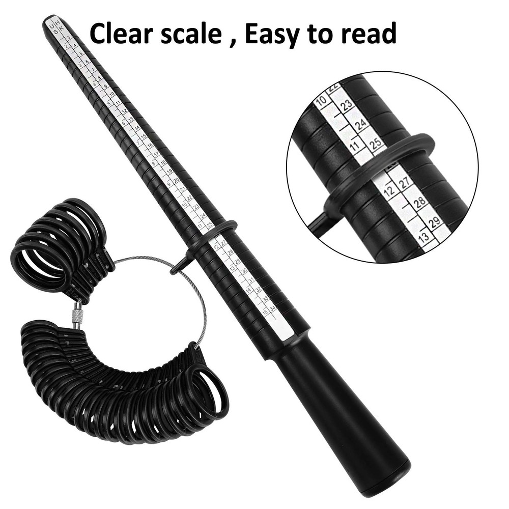 Accmor Ring Sizer Measuring Tool Set, Black Mandrel, Guage, Blet