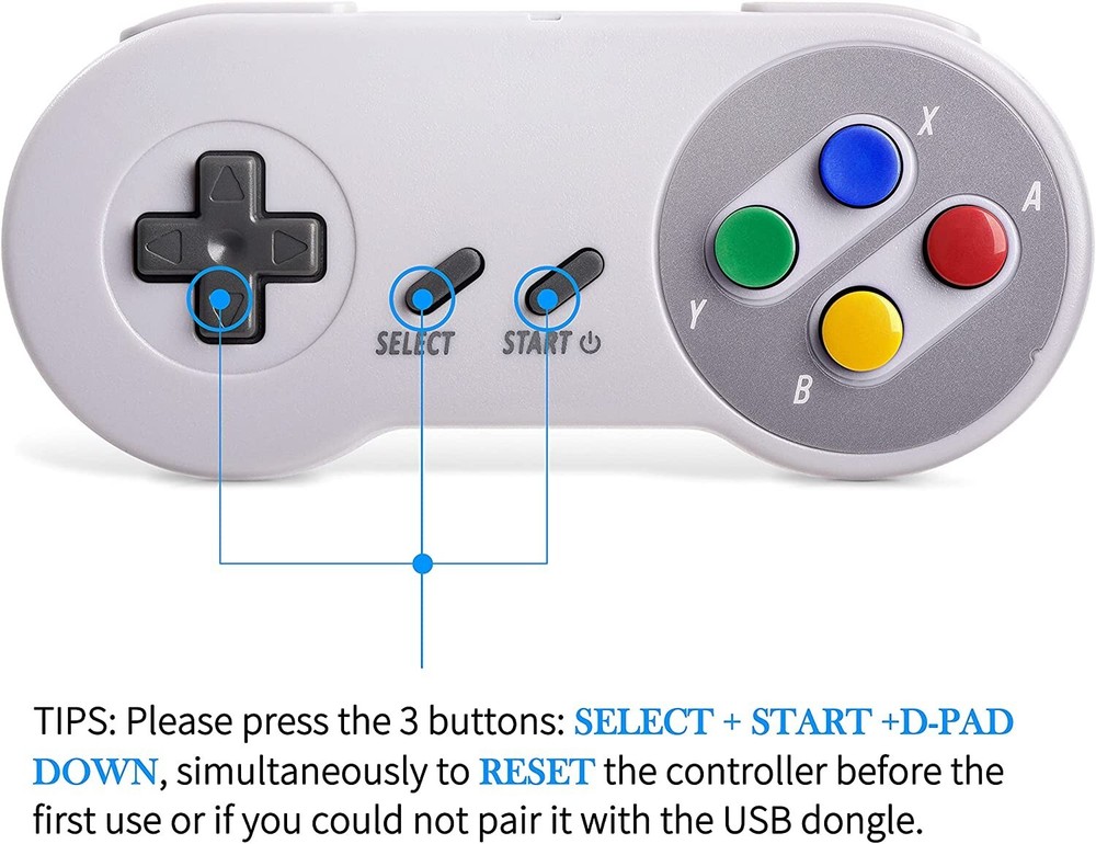 2 Pack Rechargeable USB PC SNES Controller with USB Receiver Wireless Gamepad