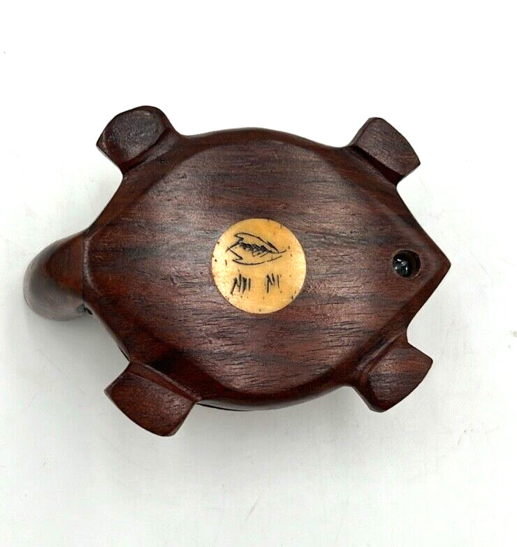 Chinese Wooden Zodiac Turtle With Compass