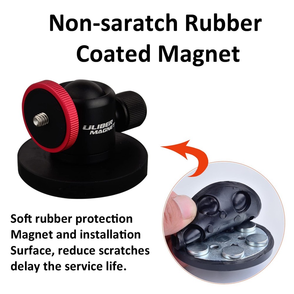 ULIBERMAGNET 60lb Magnetic Camera 2.59INCH Mounts, black